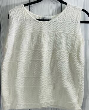 Vintage Cream Knit Tapestry Brand Sweater Vest Tank Top Size Medium (READ)